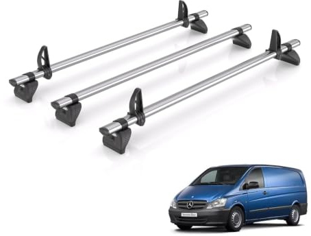For Mercedes Vito 2003-2014 Roof Rack Rhino Kammbar Fleet 3 Bars | Only fits L1 Compact / L2 Long Wheelbase, 3x Steel Roof Bars [RA3FL]