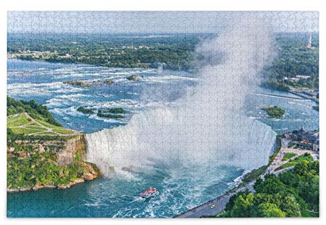 Niagara Waterfall Aerial View Jigsaw Puzzle Canadian Falls Canada 1000 Pieces Puzzles Educational Intellectual Decompressing Fun Game for Kids Adult Home Wall Decor75*50cm