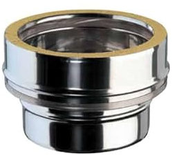 Brico Kit - Adattatore Mono (M) - Doppia (F) (Raccordo Caldaia) Doppia Parete Inox-Inox Coibentato Lana Minerale - Diametro: 80mm