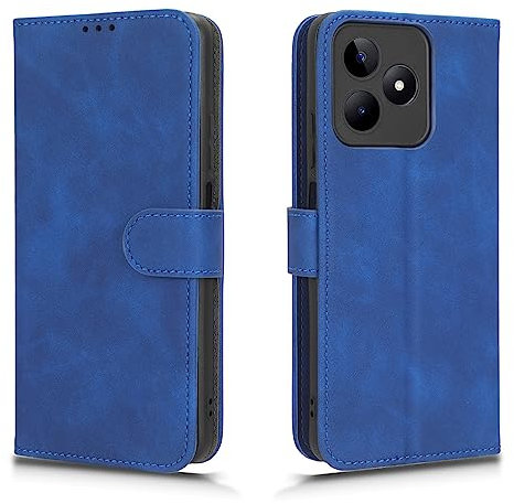 WBWONE Funda para Realme C51 / Realme Note 50 Funda, Funda de Tapa PU Cuero Carcasa con Magnético Función de Soporte y Tarjetas Ranuras - Azul