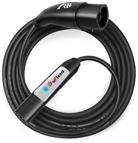 Ufixed Tesla Ladegerät-Verlängerungskabel, 50 A, 240 V, 12 kW, 6 m, Hochgeschwindigkeitsladung, Überlastschutz, One-Touch-Entriegelung, tragbare Tragetasche