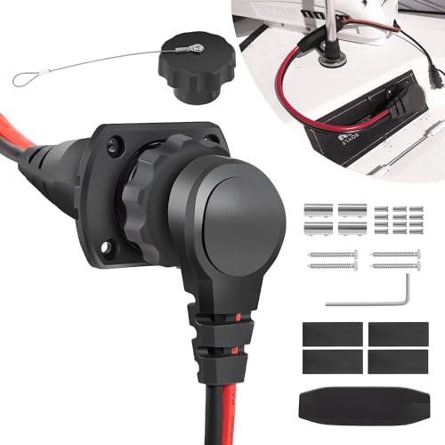 1865128 MKR-26 Freshwater and Saltwater Trolling Motor Plug and Receptacle Marine Battery Accessory, Black