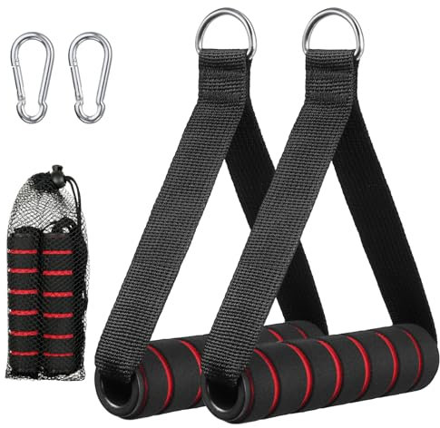 Fintronic Griffe für Fitnessbänder, 2 Stück Einhandgriff, Kabelzug Griff für Widerstandsbänder, Silikongriffe mit Karabinerhaken, Widerstand Bands Zubehör für Fitness, Seilzug, Kraftturm,Trizeps Übung