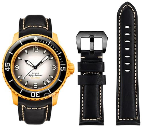 Stanchev Armband für Blancpain Swatch, 22 mm, weiches Leder, wasserdicht, Ersatzband für Blancpain X Swatch Fifty Fathoms für Herren und Damen, mit Werkzeugset zum Anbringen und Entfernen, 22 mm,