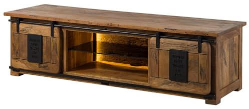 MASSIVMOEBEL24.DE | TV-Board Mango/Altholz 180x55x50 Natur lackiert Railway LUX #130, Farbe:Natur lackiert, Größe:180x55x50 cm (BxTxH)