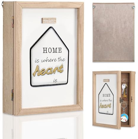 oupados Armoire à Clés en Bois Boite a Clef Decorative Boîte à Clés en Bois avec 6 Crochets à Clés pour Couloirs, Entrées de Chambres, Bureaux, Salles de Bains 27×20×6cm