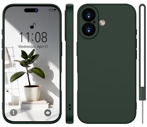 WXX für iPhone 16 Hülle Silikon Case, Handyhülle für iPhone 16 Dünn Slim mit Microfiber, Kratzfeste Rundumschutz Case Hülle für iPhone 16 6.1'' Grün