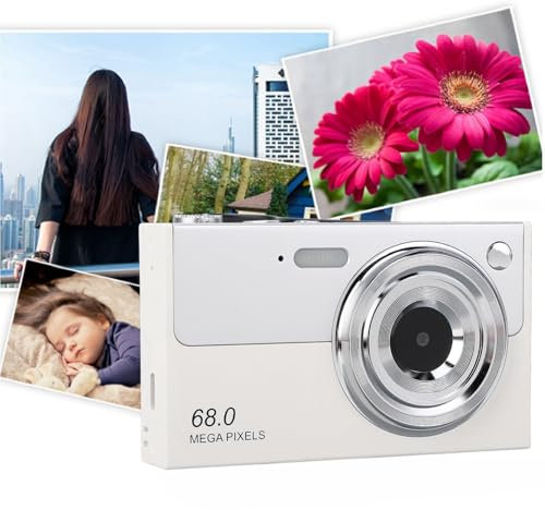 Appareil Photo Numérique Compact Autofocus avec Capteur 68MP, Vidéo 4K, Transfert WiFi, Zoom 16x, Anti-Vibration, Appareil Photo étudiant, Grand écran, Chargement USB