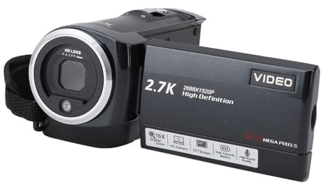 Cuifati Videokamera-Camcorder, 2,7K QHD, 50 MP, YouTube-Vlogging-Kamera, 16-facher Digitalzoom, Webcam, 270-Grad-Drehung des Bildschirms, Camcorder mit Batterien, während des Ladevorgangs