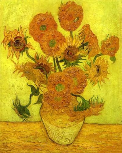 Malen Nach Zahlen Erwachsene Kinder Landschaft Berühmte Gemälde Mit Rahmen 40X50CM Fourteen Sunflowers In A Vase - Vincent Van Gogh,C5