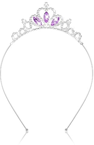 AUZUO Prinzessin Krone Tiara, Lila Diadem Kristall Tiaras für Mädchen Kleinkind Festzug Krone Strass Stirnband Silber Tiara für Frauen Mädchen Geburtstag Hochzeit Halloween Party Weihnachtsgeschenke