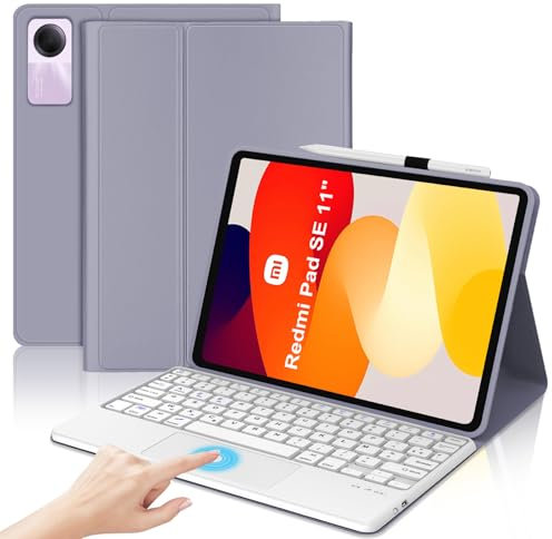 JADEMALL Clavier avec Touchpad pour Redmi Pad SE 11 2024, AZERTY Français Clavier Bluetooth Magnétique Détachable avec Touchpad pour Tablette Xiaomi Redmi Pad SE 11, Violet