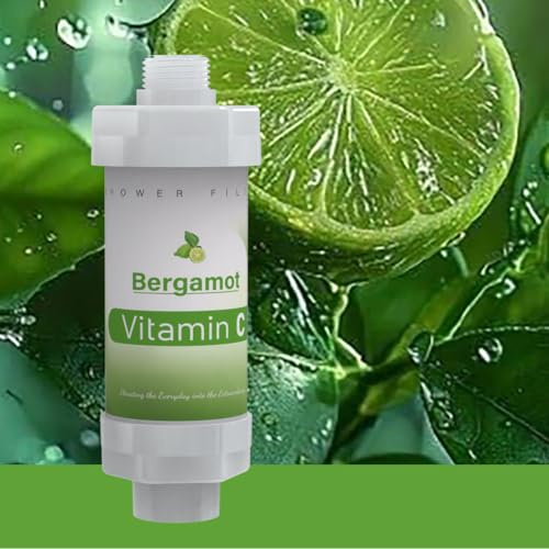 Filtro de ducha, filtro de agua para ducha, vitamina C, filtro de ducha para eliminar el fluoruro y el cloro, limpieza de la piel, agua suave y sin gérmenes, filtro de cal y cloro, bergamota