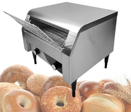 XSDAJSD Tostapane Commerciale in Acciaio Inox, tostapane a Nastro da 450 fette/Ora, Macchina per tostare elettrica per ristoranti, Bar, Macchina per tostare da banco in Acciaio Inox, 2,6 kW, 110 V