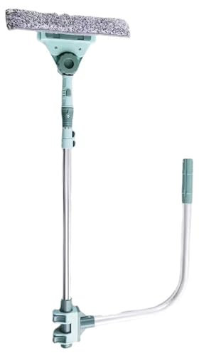 SUIOPPYUW Limpiador de ventanas de doble cara con barra telescópica para un fácil acceso y limpieza. Barra telescópica para limpieza de ventanas ABS.