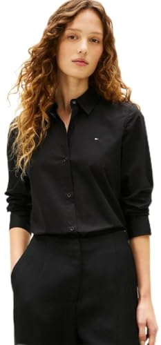 Tommy Hilfiger Damen ESS Poplin Regular Ww0ww47169 L/S Shirt, Black (Black), 64