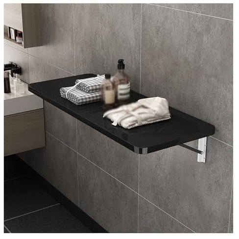 ZHZHXR Klappbarer Wäschetisch Schwebender Schreibtisch mit Eisenhalterung für Kleine Räume, Zuhause, Büro, Esszimmer, Waschküche, Küche, Bar, Schwarz(60x40cm)