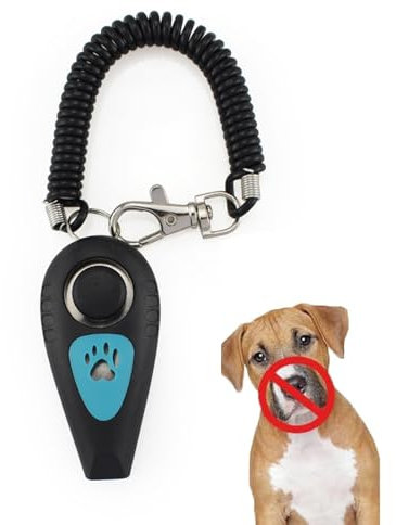 Hundetrainings-Clicker – Haustier-Trainingsklicker, Haustier-Klickerpfeife, geräuschlose Interaktions-Verhaltenshilfe, zweifarbiges Clicker, langes Armband mit Handgelenkschlaufe, Hundepfeife für