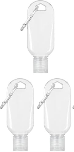 Ssmmam 3Pcs Portable Clear Hot Sauce Keychain Bottles, 2oz/50ml Mini Refillable Travel Containers for Ketchup and Soy Sauce and Gravy, Spice Keychains