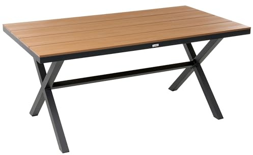 Gartentisch Aluminium schwarz Kunstholz braun 160x90 cm 4-Sitzer Tiano