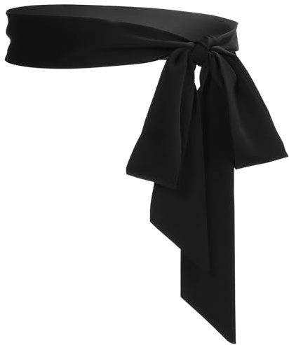 GLEAVI Cinturón de Lazo para Mujer, Cinturón de Bata de Gasa Negra, Cómodo y Fácil de Usar, Adecuado para Gala Formal, Cinturon de Lentejuelas