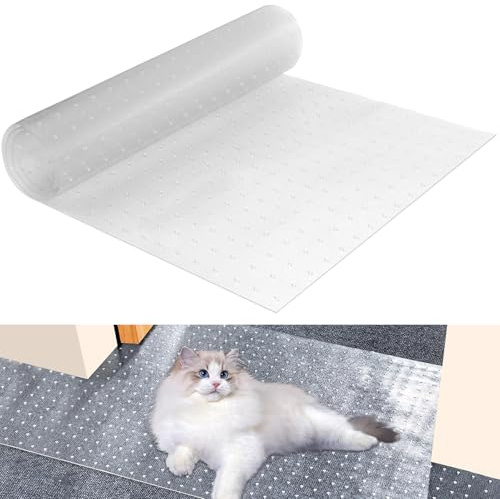 Carpet Cat Scratch Protector with Non slip with Spikes Cat Scratch Guard Cat Scratch Protector Mat Pet Carpet Protector,Easy to Cut Plastic Scratch Stopper,Cat Scratch Guard Carpet(38 * 110cm)