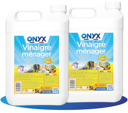 Onyx - Vinaigre 8° - Détartrant Multi-Surface - Parfum Citron - 2 x 5L | Produit Anticalcaire Dégraissant - Fait Briller - 100% d'Ingrédients d'Origine Naturelle - Ecocert - Fabriqué en France
