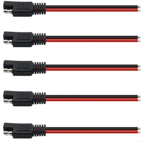 Lot de 5 rallonges SAE 14 AWG pour panneau solaire pour chargeur 12 V 240 W 20 A DC câble d'alimentation avec prise en cuivre pur isolation PVC pour camping-car, voiture, bateau (15 cm)
