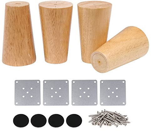 RDEXP Eiche Holz zuverlässig 100 x 58 x 38 mm Holz Möbel Bein Kegelförmige Füße für Schränke Soft Tisch Set von 4