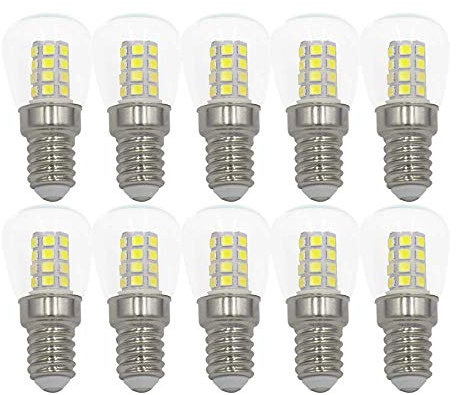 WULUN E14 SES SMD LED 3w, tapa de vidrio transparente, equivalente a una bombilla halógeno de 30w, AC 220-240v, adecuada para la temperatura de funcionamiento del refrigerador, blanco frío
