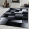 Carpetsale24 Kurzflor Teppich 200x290 cm, Modern Abstrakt Kariert in Schwarz Grau Weiß, Pflegeleicht, ideal für große Wohnzimmer, Essbereiche oder offene Wohnräume