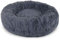 lionto Donutbett für Hunde und Katzen, Flauschiges Hundebett rund für kleine und große Heimtiere, Ø 80 cm, weiches Katzenbett aus kuscheligem Plüsch, Hundekissen mit extra Dicker Füllung, dunkelgrau