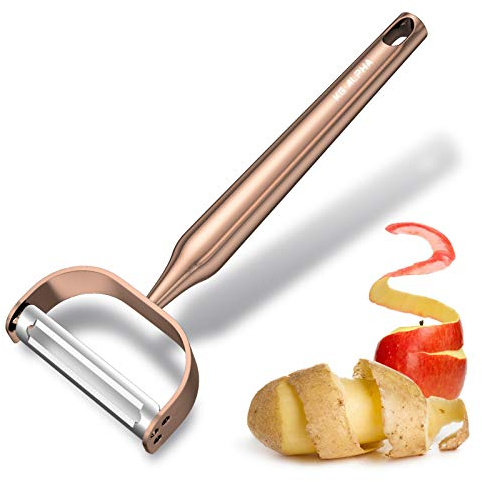 Vegetable Apple Peelers for kitchen, Fruit Carrot Veggie Potatoes Peeler, Heavy Duty Y-Shaped Stainless Steel Peelers, with Ergonomic Non-Slip Handle sharp Blade, Dishwasher Safe KG ALPHA Rose Golden
