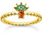 Thomas Sabo Kugelring für Damen mit Ananas Motiv 925er Sterlingsilber mit 750er Gelbgold Vergoldung mit Zirkonia in Grün und Orange, Größe: 56, TR2352-472-7-56