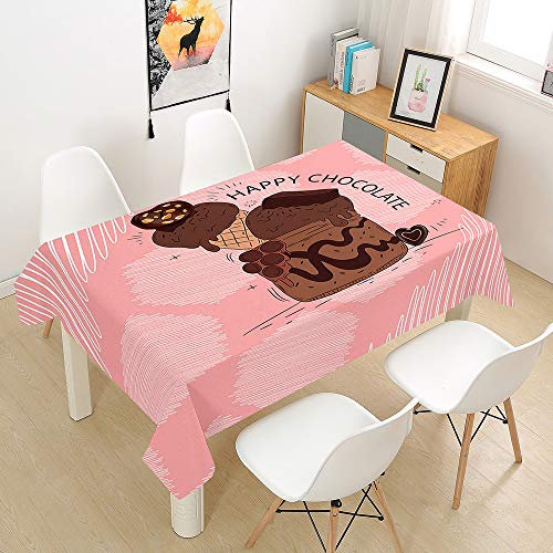 Wasserdicht Antifouling Tischdecke Rechteckig, Treer Abwaschbar Pflegeleicht Tischtuch 3D Eiscreme Sommer Drucken Polyester Tischdecken für Küche Esszimmer Party Garten (Schokolade,140x260cm)