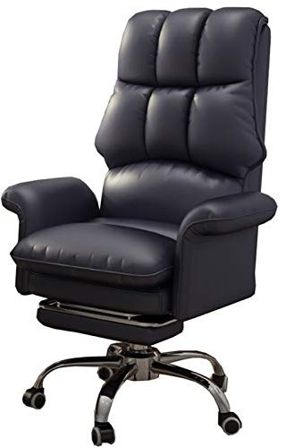 WHOJA Chefsessel Heimcomputerstuhl Ergonomisches Design Hoher Rücken Doppelte Verdickung Boss Stuhl Neigung 145 ° Mit Fußstütze Tragend 150kg Unisex Entspannen (Color : Black)