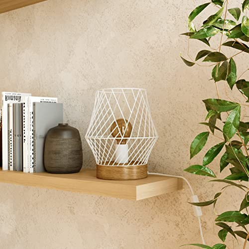 INSPIRE - Tischlampe KANEL-Tischleuchte - Nachttischlampe - 1 Lichtpunkt - 1xE27 46W - Ø22 cm - IP20 - Metall und Holz - Weiß matt