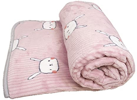 UKKO Hundedecke Flanell Hunddecke Winter Warme Pet Matte Cartoon Große Matte Katze Und Hund Schlafende Decke Haustierbedarf-Pink Bunny,50X70Cm