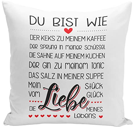 Tassenbrennerei Kissen mit Spruch Du bist die Liebe meines Lebens - Ich Liebe Dich Geschenke für Freundin, Freund