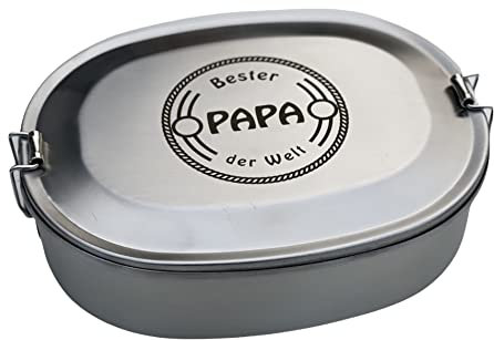 LASERHELD Vesperdose Brotzeitdose Jausendose aus Edelstahl mit Gravur Bester Papa der Welt - Geschenkidee zum Vatertag