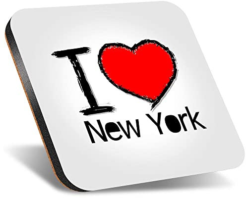 DV DESIGN 1 x Eco Square 12cm Coaster - I Love New York NYC America USA Drink Cup Mug Glass Table Protection Mat #7752