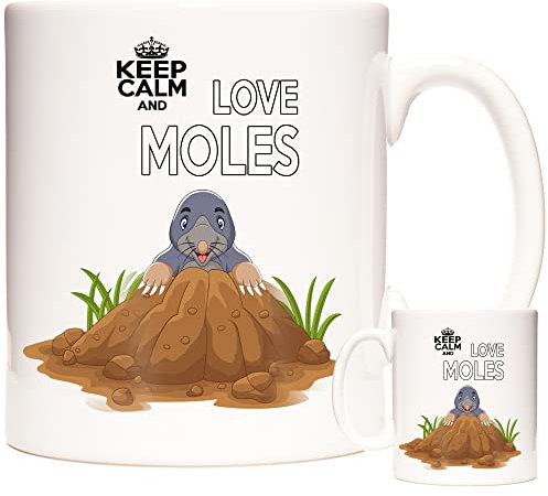 Garden Mole Gift Coffee Mug. Keep Calm Love Moles. One 11oz Ceramic Gift Mug for Gardeners