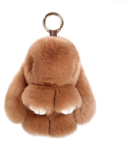 Plüsch Hase Schlüsselanhänger Süße Flaumige Anhänger Für Auto Handtasche Taschen (Khaki)