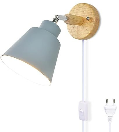 LZGS Go Swing Bands Wandlampe mit Schalter Macaron E27 Lampentyp Zugschnurschalter Wandleuchte Holz Nachttischlampe für Wohn- Und Schlafzimmer