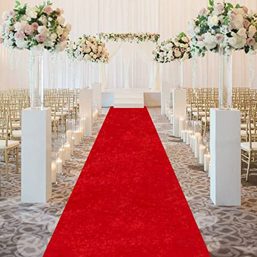 FOTSHARER Hochzeitsgangläufer, roter Teppichläufer für Partys, 1.2x4.1 m, Samt, Gangläufer, Outdoor, Hochzeit, Gehweg, Läufer, Teppich, rustikaler Läufer, für Hochzeit, Empfang, Party, Dekorationen
