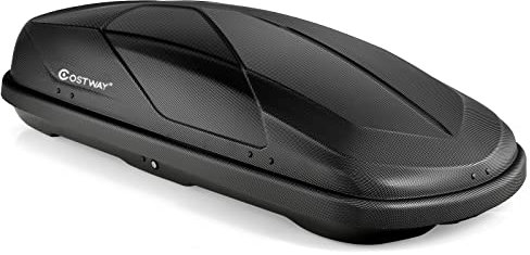 COSTWAY Car Roof Box, 400L Capacity Hard Roof Cargo Carrier with Security Keys & Dual Side Opening, Waterproof Rooftop Luggage Storage Box for Car, SUV, Van, Fits Most Cars (Black)