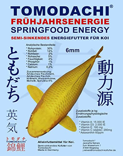 Frühjahrsfutter für Koi Spirulina Koifutter Sinkfutter für Koi sehr energiereich arktische Rohstoffe gegen Energiemangel bei Koi im Frühjahr 6mm 15kg