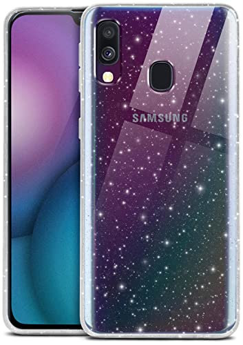 moex Sparky Case für Samsung Galaxy A40 Hülle mit Glitzer Effekt aus Silikon, durchsichtige Handyhülle dünn und weich, Schutzhülle transparent glitzernd Design Cover, Klar