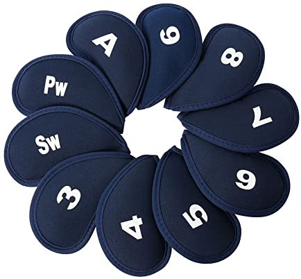 LICHENGTAI Set di 10 Copritesta per Mazze da Golf, Copri Mazza Ferri con Numero, Copri Testa in Ferro da Golf Manicotto, Copricapo da Golf Copertura Copricapo da Golf alla Moda Accessori da Golf