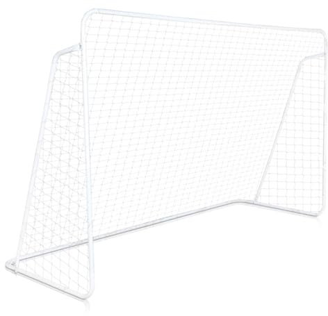 LALAHO But de Foot Cage de Foot pour Enfants, 240x150x90 cm, Cadre Robuste en Acier Galvanisé, Adapté aux Terrains de Football, Patios,Plages (Blanc)